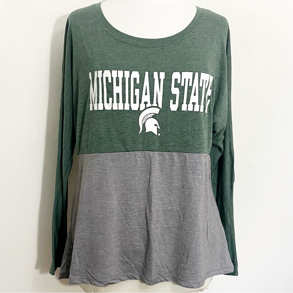 Proedge Michigan State Spartans Women's Heathered Green & Gray Long Sleeve Top L
